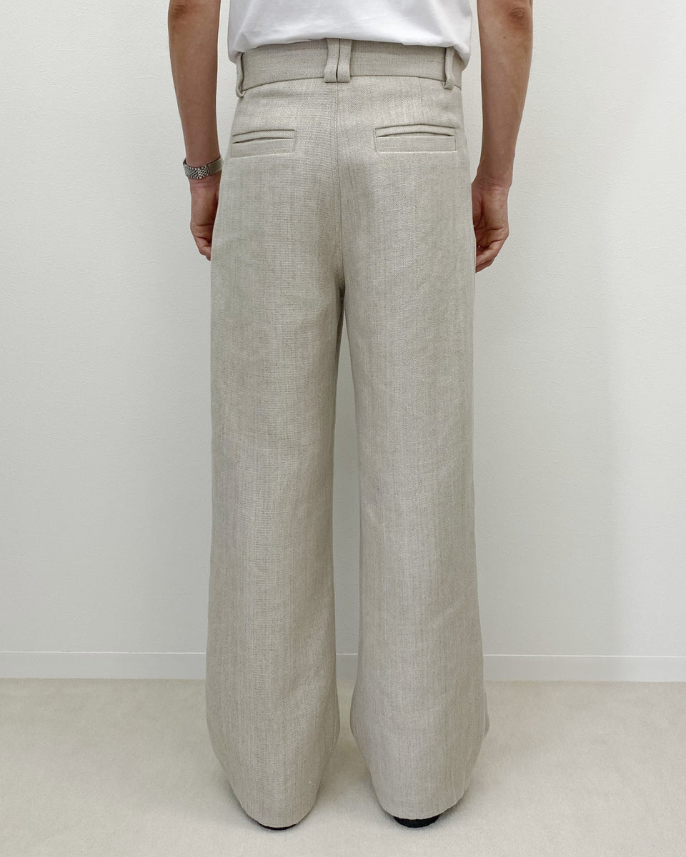 K8.0BASEBALL9 ベージュ リネン ワイドパンツ K8.0BASEBALL9